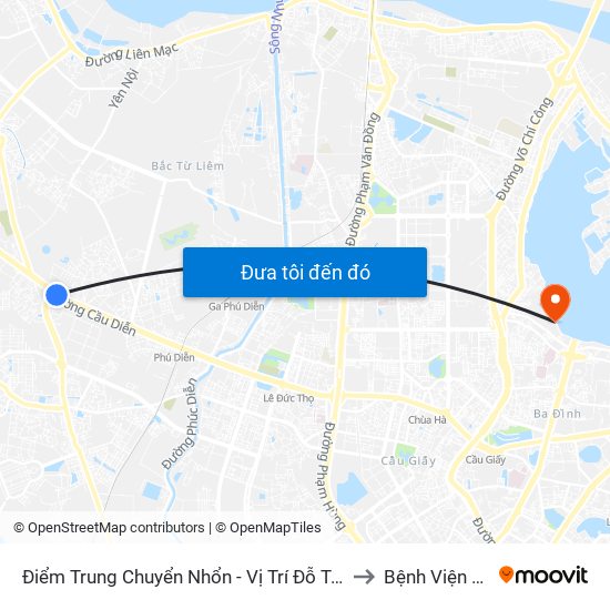 Điểm Trung Chuyển Nhổn - Vị Trí Đỗ Tuyến 20, 29, 32 (Chiều Sơn Tây - Hà Nội)- Đường 32 to Bệnh Viện Tư Nhân Medlatec map