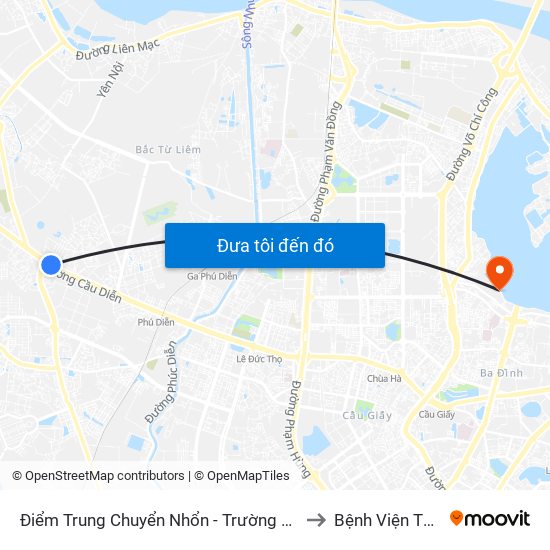 Điểm Trung Chuyển Nhổn - Trường Đại Học Công Nghiệp Hà Nội - Đường 32 to Bệnh Viện Tư Nhân Medlatec map
