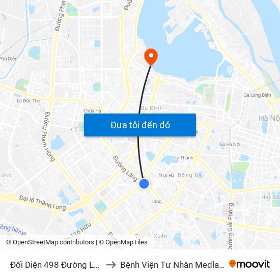 Đối Diện 498 Đường Láng to Bệnh Viện Tư Nhân Medlatec map