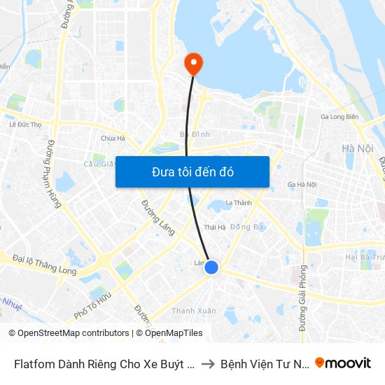 Flatfom Dành Riêng Cho Xe Buýt Trước Nhà 45 Đường Láng to Bệnh Viện Tư Nhân Medlatec map