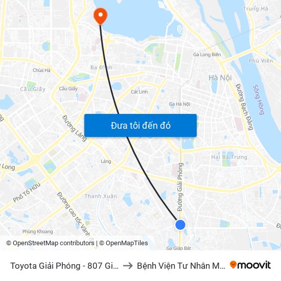 Toyota Giải Phóng - 807 Giải Phóng to Bệnh Viện Tư Nhân Medlatec map