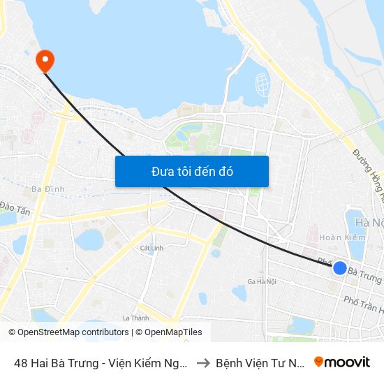 48 Hai Bà Trưng - Viện Kiểm Nghiệm Thuốc Trung Ương to Bệnh Viện Tư Nhân Medlatec map