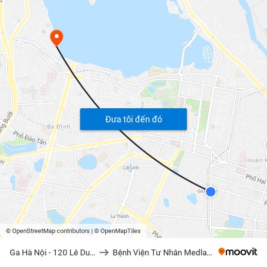 Ga Hà Nội - 120 Lê Duẩn to Bệnh Viện Tư Nhân Medlatec map