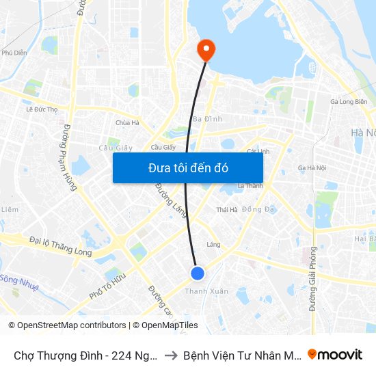 Chợ Thượng Đình - 224 Nguyễn Trãi to Bệnh Viện Tư Nhân Medlatec map