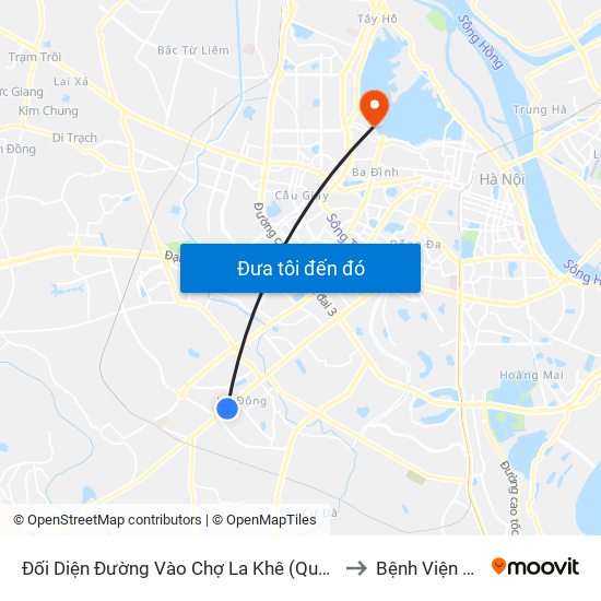 Đối Diện Đường Vào Chợ La Khê (Qua Ga Metro La Khê) - 405 Quang Trung (Hà Đông) to Bệnh Viện Tư Nhân Medlatec map