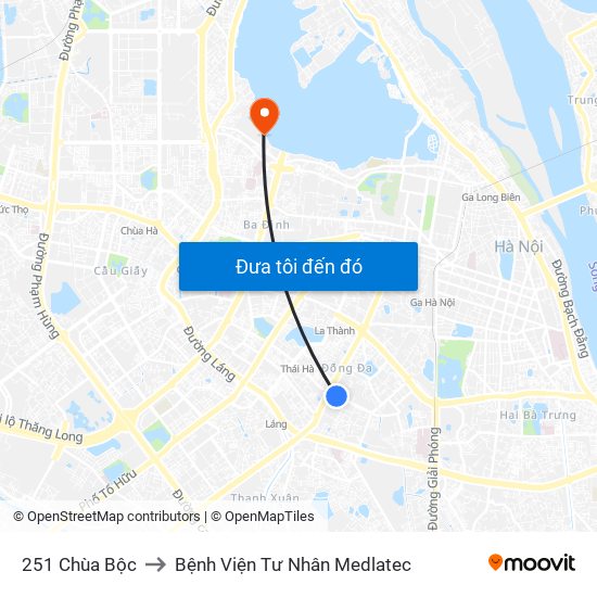 251 Chùa Bộc to Bệnh Viện Tư Nhân Medlatec map