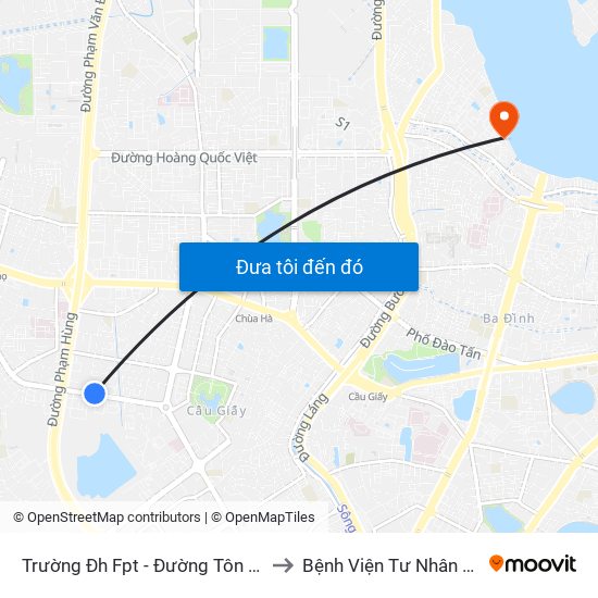 Trường Đh Fpt - Đường Tôn Thất Thuyết to Bệnh Viện Tư Nhân Medlatec map