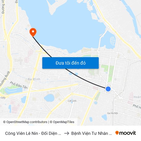 Công Viên Lê Nin - Đối Diện 35 Trần Phú to Bệnh Viện Tư Nhân Medlatec map