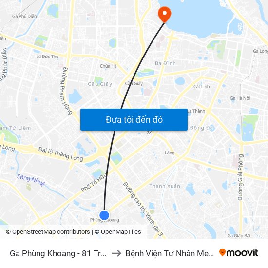 Ga Phùng Khoang - 81 Trần Phú to Bệnh Viện Tư Nhân Medlatec map