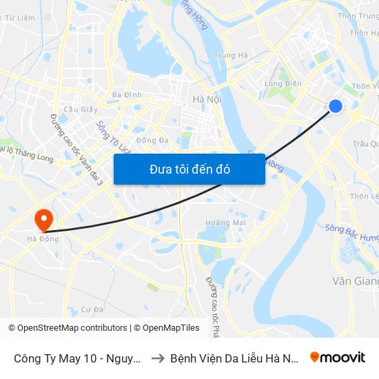 Công Ty May 10 - Nguyễn Văn Linh to Bệnh Viện Da Liễu Hà Nội (Cơ Sở 2) map