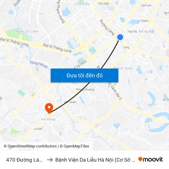 470 Đường Láng to Bệnh Viện Da Liễu Hà Nội (Cơ Sở 2) map