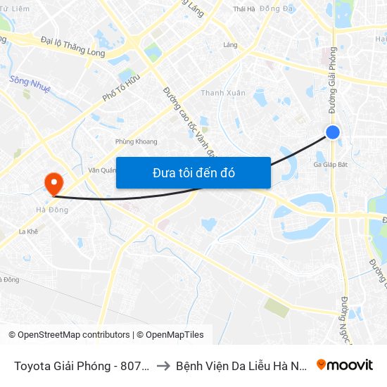 Toyota Giải Phóng - 807 Giải Phóng to Bệnh Viện Da Liễu Hà Nội (Cơ Sở 2) map