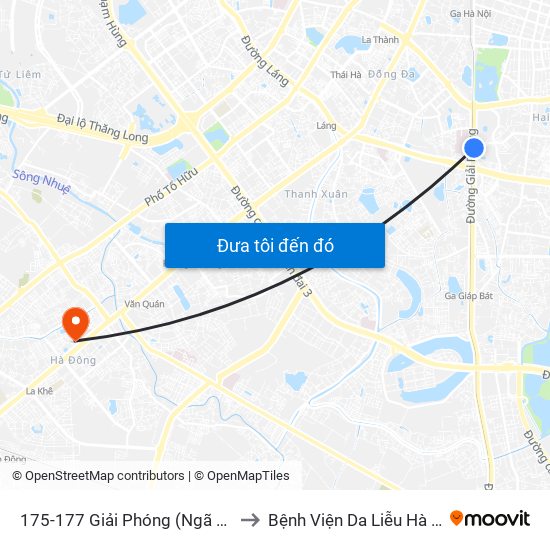 175-177 Giải Phóng (Ngã 3 Lê Thanh Nghị) to Bệnh Viện Da Liễu Hà Nội (Cơ Sở 2) map