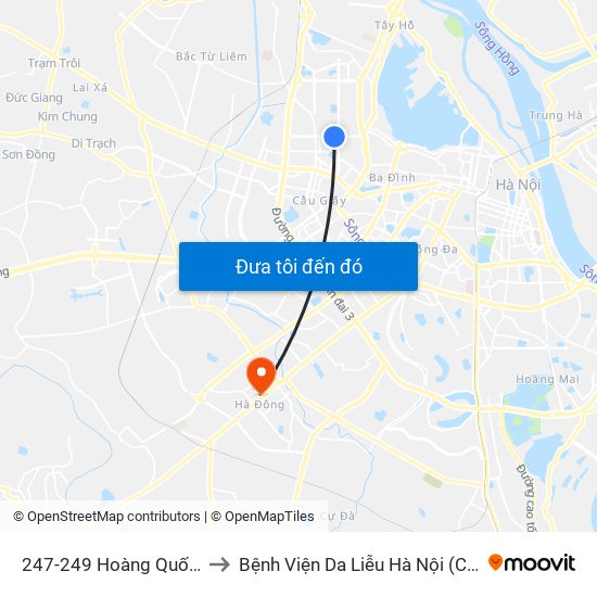 247-249 Hoàng Quốc Việt to Bệnh Viện Da Liễu Hà Nội (Cơ Sở 2) map