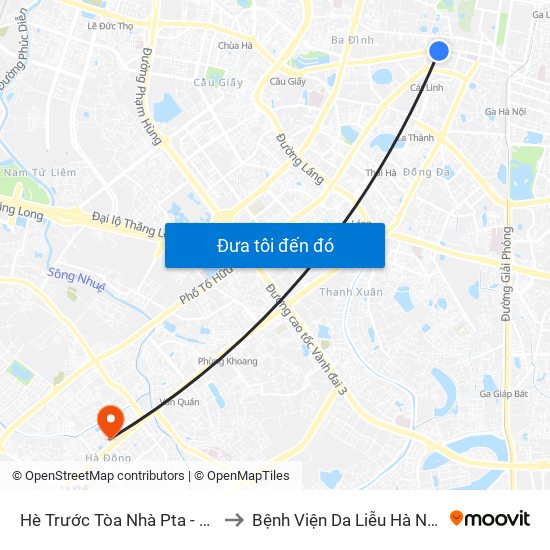 Hè Trước Tòa Nhà Pta - Số 1 Kim Mã to Bệnh Viện Da Liễu Hà Nội (Cơ Sở 2) map