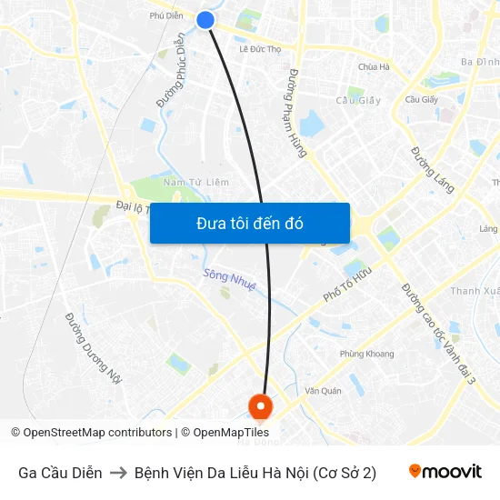 Ga Cầu Diễn to Bệnh Viện Da Liễu Hà Nội (Cơ Sở 2) map