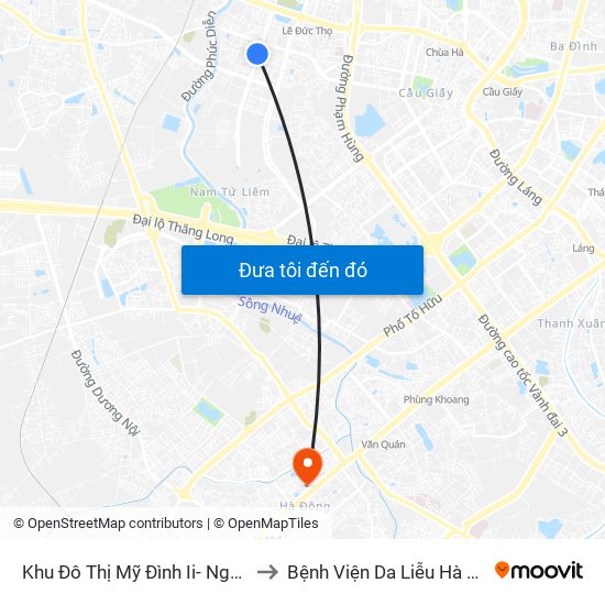 Khu Đô Thị Mỹ Đình Ii- Nguyễn Cơ Thạch to Bệnh Viện Da Liễu Hà Nội (Cơ Sở 2) map