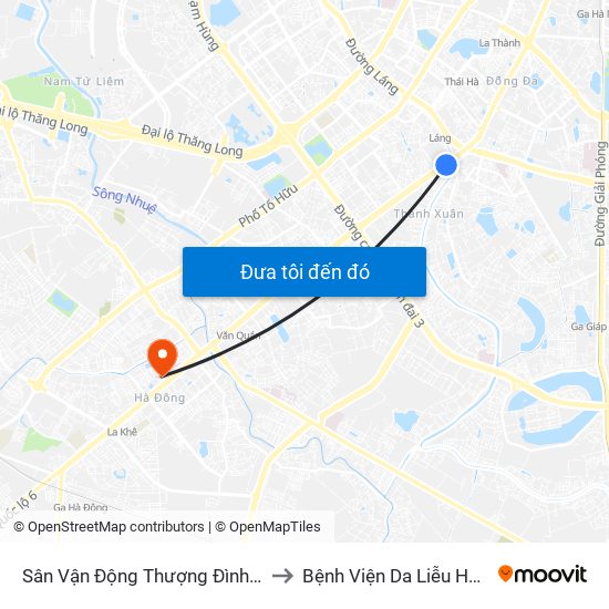 Sân Vận Động Thượng Đình - 129 Nguyễn Trãi to Bệnh Viện Da Liễu Hà Nội (Cơ Sở 2) map