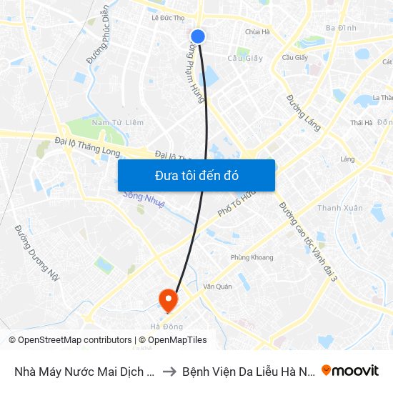 Nhà Máy Nước Mai Dịch - Phạm Hùng to Bệnh Viện Da Liễu Hà Nội (Cơ Sở 2) map