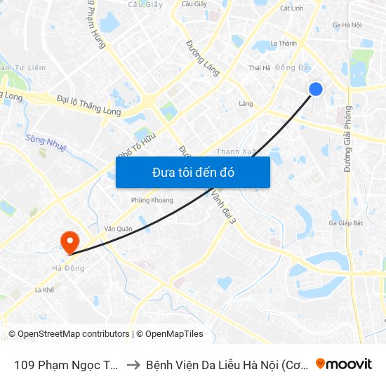 109 Phạm Ngọc Thạch to Bệnh Viện Da Liễu Hà Nội (Cơ Sở 2) map