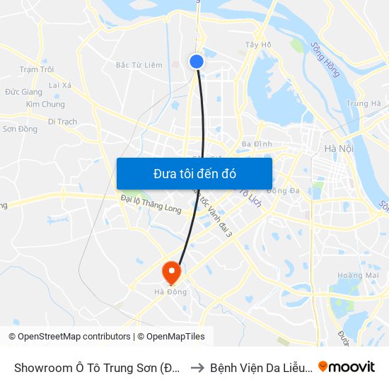 Showroom Ô Tô Trung Sơn (Đối Diện 315 Phạm Văn Đồng) to Bệnh Viện Da Liễu Hà Nội (Cơ Sở 2) map