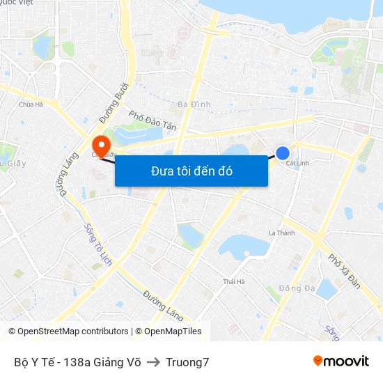 Bộ Y Tế - 138a Giảng Võ to Truong7 map