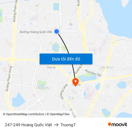 247-249 Hoàng Quốc Việt to Truong7 map