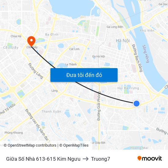Giữa Số Nhà 613-615 Kim Ngưu to Truong7 map