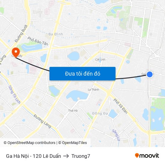 Ga Hà Nội - 120 Lê Duẩn to Truong7 map