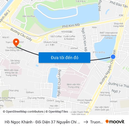 Hồ Ngọc Khánh - Đối Diện 37 Nguyễn Chí Thanh to Truong7 map