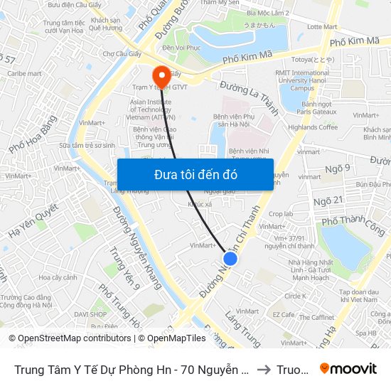Trung Tâm Y Tế Dự Phòng Hn - 70 Nguyễn Chí Thanh to Truong7 map