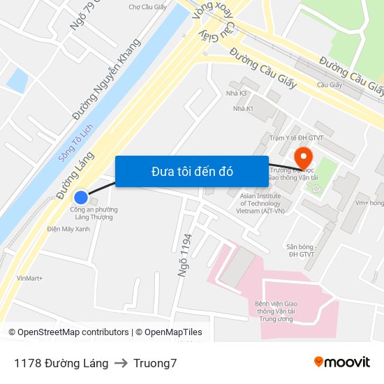 1178 Đường Láng to Truong7 map