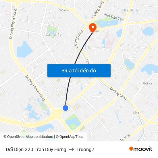 Đối Diện 220 Trần Duy Hưng to Truong7 map