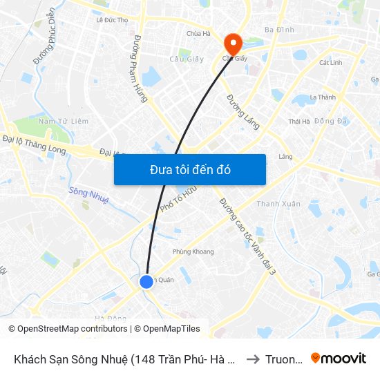 Khách Sạn Sông Nhuệ (148 Trần Phú- Hà Đông) to Truong7 map