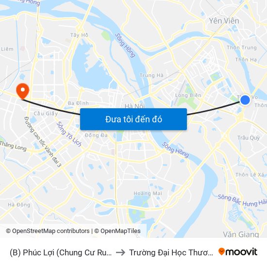 (B) Phúc Lợi (Chung Cư Ruby City) to Trường Đại Học Thương Mại map