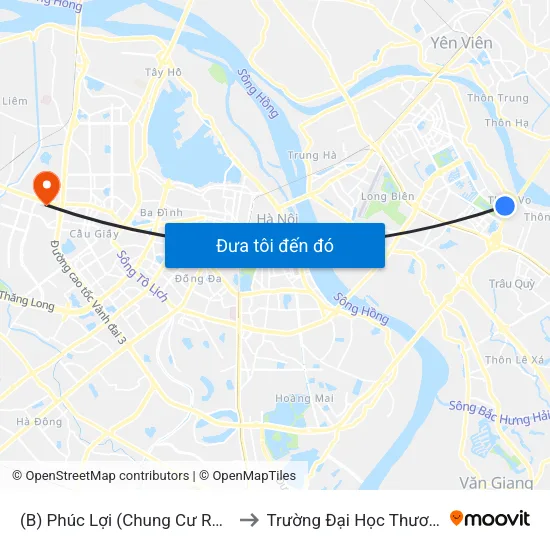 (B) Phúc Lợi (Chung Cư Ruby City) to Trường Đại Học Thương Mại map