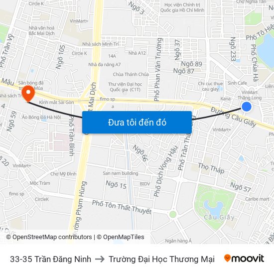 33-35 Trần Đăng Ninh to Trường Đại Học Thương Mại map