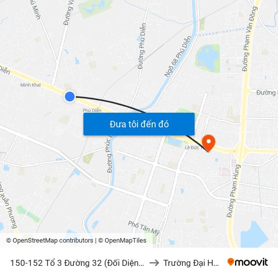150-152 Tổ 3 Đường 32 (Đối Diện Công Ty Vật Liệu & Bưu Điện ) to Trường Đại Học Thương Mại map