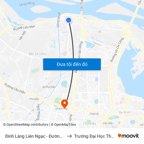 Đình Làng Liên Ngạc - Đường Đông Ngạc to Trường Đại Học Thương Mại map