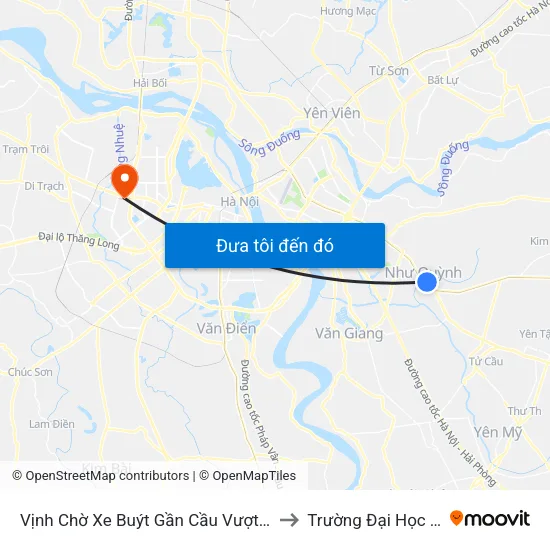 Vịnh Chờ Xe Buýt Gần Cầu Vượt Chợ Như Quỳnh - Ql5 to Trường Đại Học Thương Mại map