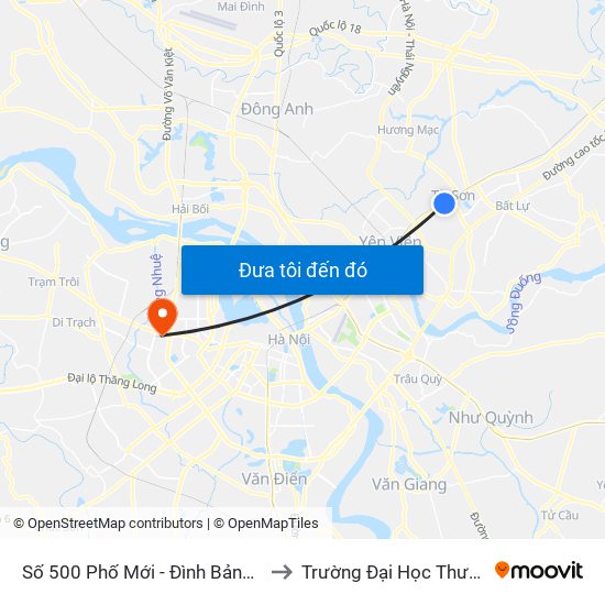 Số 500 Phố Mới - Đình Bảng - Từ Sơn to Trường Đại Học Thương Mại map