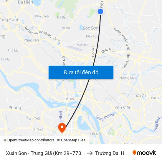 Xuân Sơn - Trung Giã (Km 29+770 Quốc Lộ 3) Cột Điện Hk3/20c to Trường Đại Học Thương Mại map