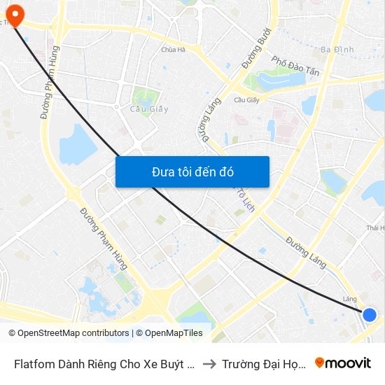 Flatfom Dành Riêng Cho Xe Buýt Trước Nhà 45 Đường Láng to Trường Đại Học Thương Mại map