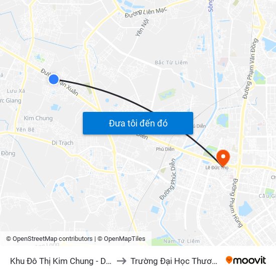 Khu Đô Thị Kim Chung - Di Trạch to Trường Đại Học Thương Mại map