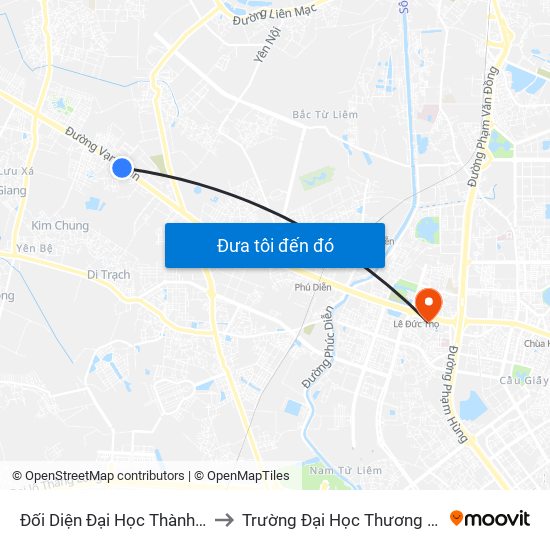 Đối Diện Đại Học Thành Đô to Trường Đại Học Thương Mại map