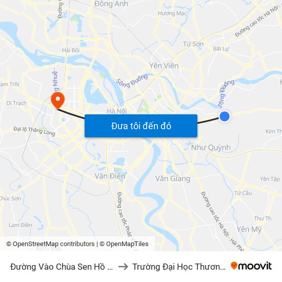 Đường Vào Chùa Sen Hồ - Ql17 to Trường Đại Học Thương Mại map