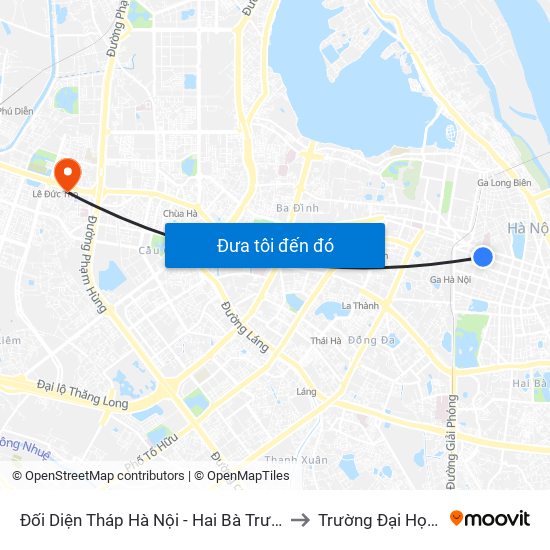 Đối Diện Tháp Hà Nội - Hai Bà Trưng (Cạnh 56 Hai Bà Trưng) to Trường Đại Học Thương Mại map