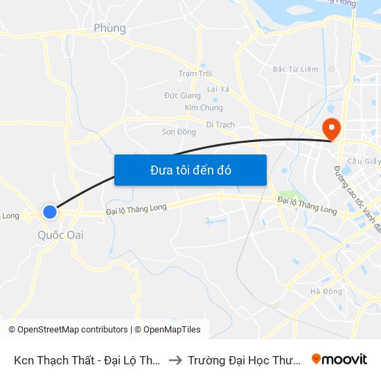 Kcn Thạch Thất - Đại Lộ Thăng Long to Trường Đại Học Thương Mại map