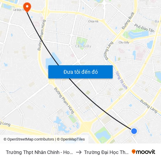 Trường Thpt Nhân Chính - Hoàng Đạo Thúy to Trường Đại Học Thương Mại map