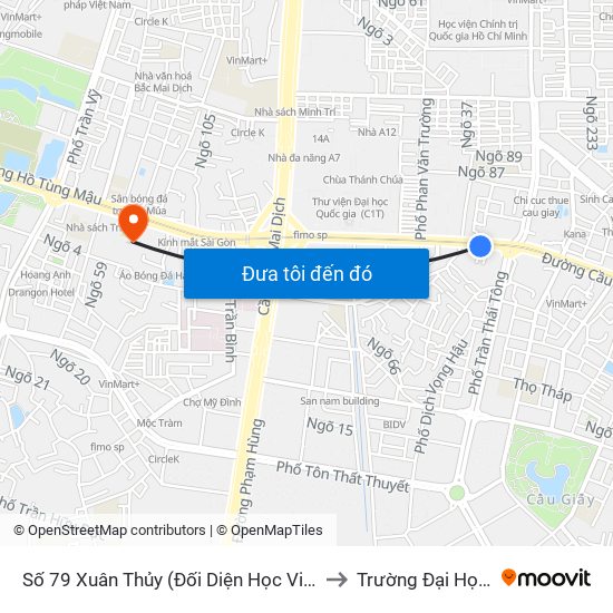 Số 79 Xuân Thủy (Đối Diện Học Viện Báo Chí Và Tuyên Truyền) to Trường Đại Học Thương Mại map